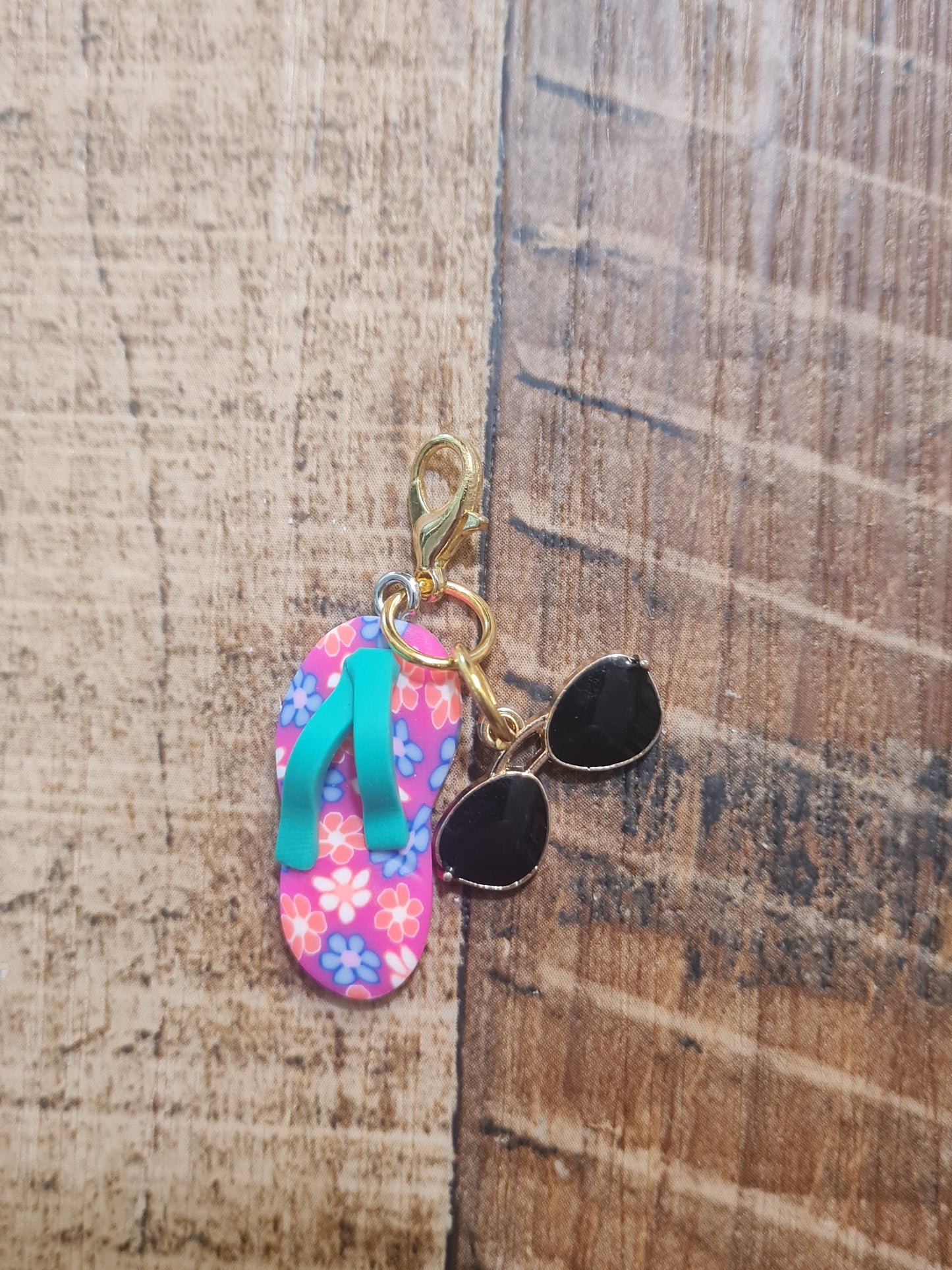 Flip Flops Charm ~ ID Badge Reel Charm ~ Custom Made Charms ~ Badge Buddy ~ Badge Accessories ~ Sunglasses Charm ~ Summertime Charm