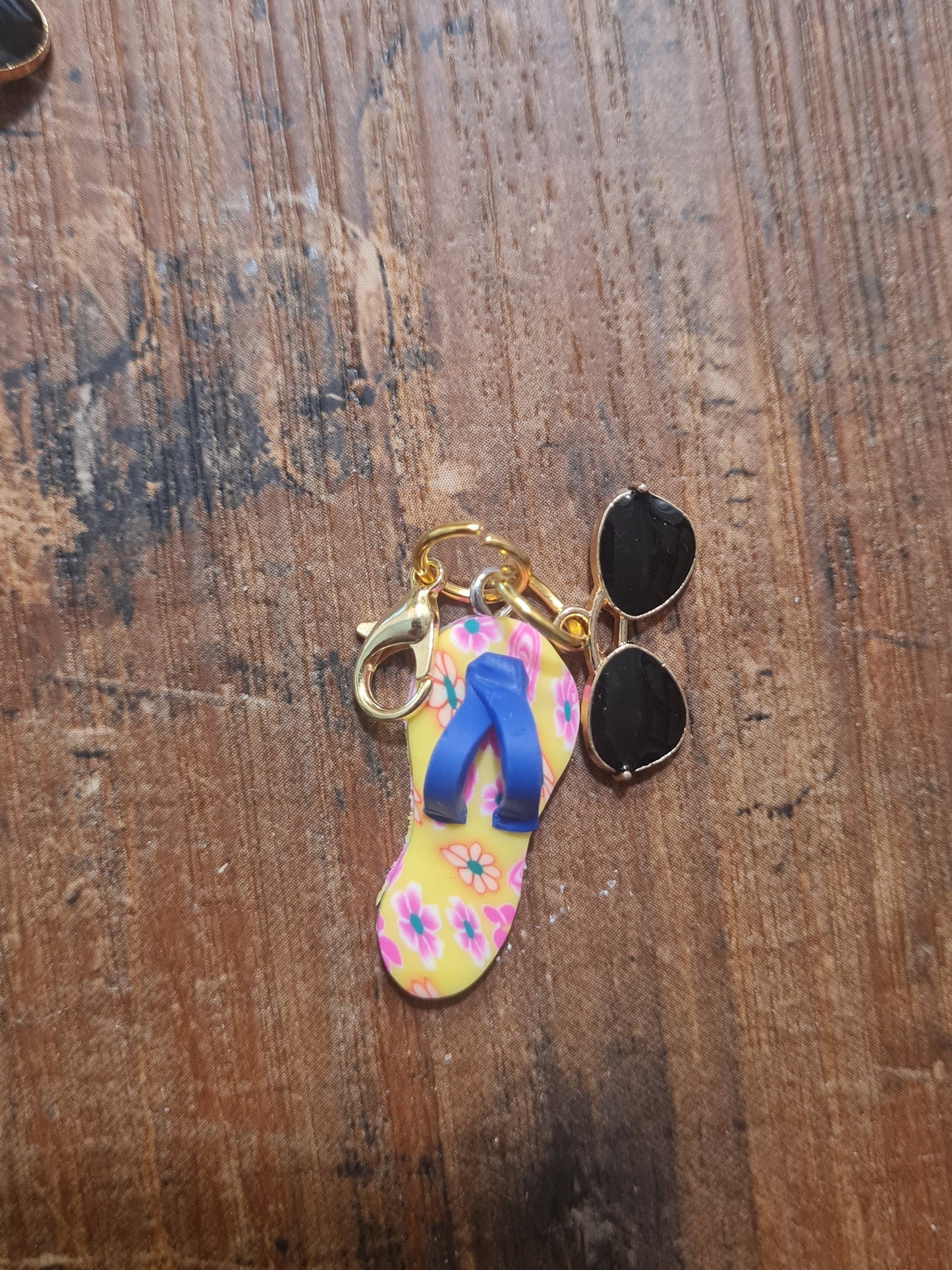Flip Flops Charm ~ ID Badge Reel Charm ~ Custom Made Charms ~ Badge Buddy ~ Badge Accessories ~ Sunglasses Charm ~ Summertime Charm
