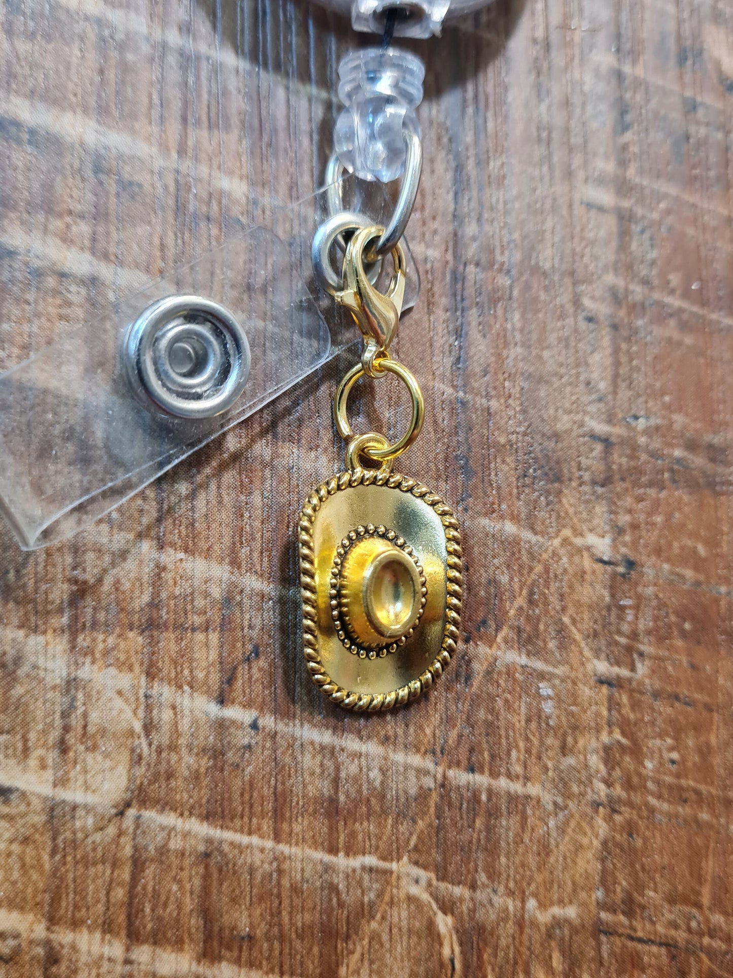 Cowboy Hat ~ ID Badge Reel Charm ~ Custom Made Charms ~ Badge Buddy ~ Badge Accessories