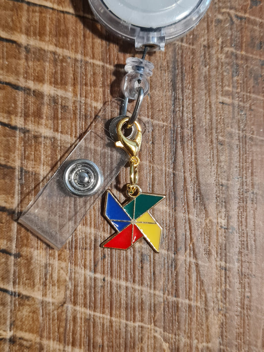 Pinwheel ~ ID Badge Reel Charm ~ Custom Made Charms ~ Badge Buddy ~ Badge Accessories