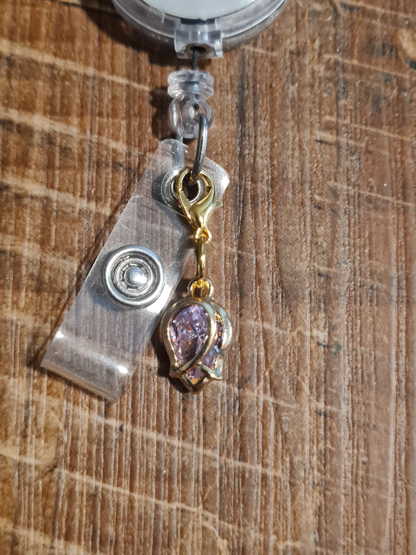Rose ~ ID Badge Reel Charm ~ Custom Made Charms ~ Badge Buddy ~ Badge Accessories ~ Jeweled Rose ~ Badge Charm ~ ID Badge Charm
