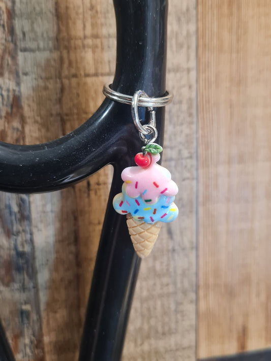 Ice Cream Cone ~ Stethoscope Charm ~  RN Charm ~ Medical Stethoscope Charm ~ Ice Cream ~ Physician Charm ~ Stethoscope Tag ~ OT ~ RT