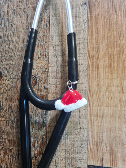 Santa Hat ~ Stethoscope Charm ~ RN Charm ~ Medical Stethoscope Charm ~ Physician Charm ~ Stethoscope Tag ~ OT ~ PT ~ Christmas Charm