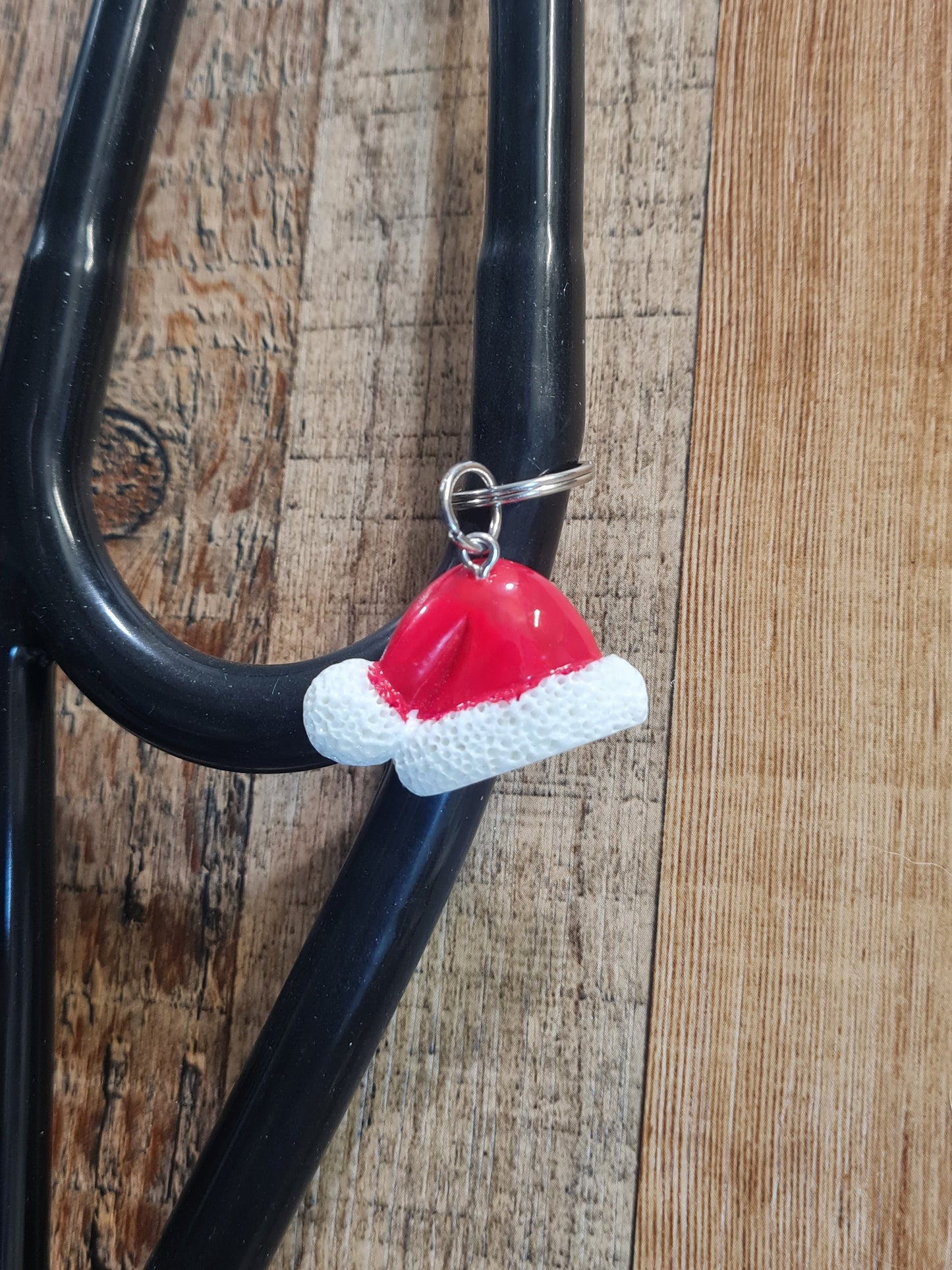 Santa Hat ~ Stethoscope Charm ~ RN Charm ~ Medical Stethoscope Charm ~ Physician Charm ~ Stethoscope Tag ~ OT ~ PT ~ Christmas Charm