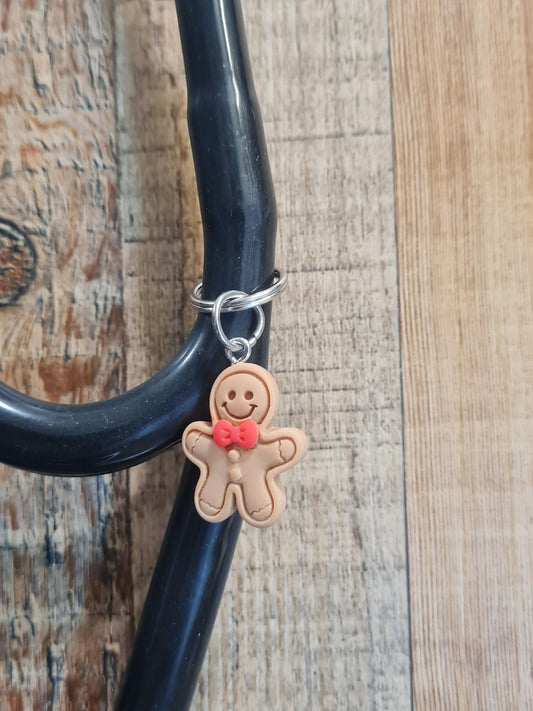 Gingerbread ~ Stethoscope Charm ~ RN Charm ~ Medical Stethoscope Charm ~ Physician Charm ~ Stethoscope Tag ~ OT ~ PT ~ Christmas Charm