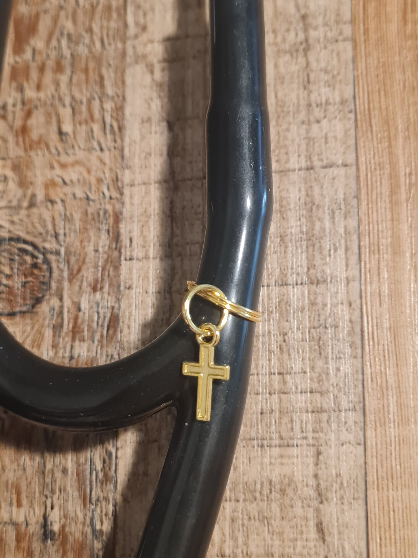 Gold Cross ~ Stethoscope Charm ~  RN Charm ~ Medical Stethoscope Charm ~ Christian Charm ~ Physician Charm ~ Stethoscope Tag ~ OT ~ RT