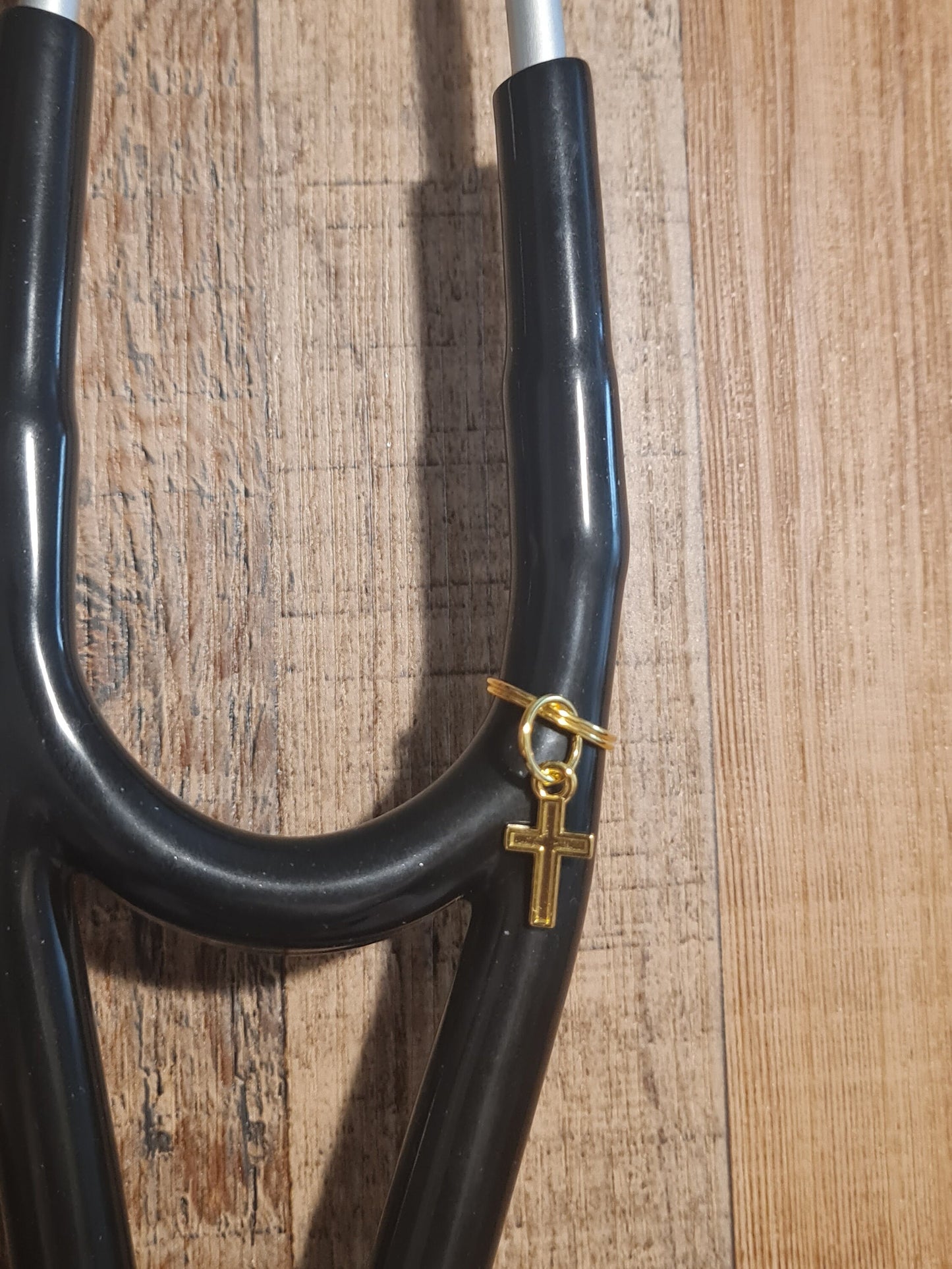 Gold Cross ~ Stethoscope Charm ~  RN Charm ~ Medical Stethoscope Charm ~ Christian Charm ~ Physician Charm ~ Stethoscope Tag ~ OT ~ RT