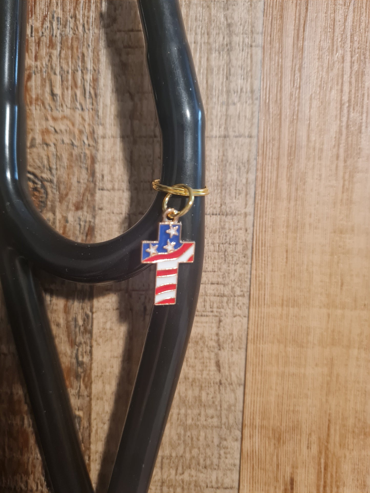 Cross Stethoscope Charm ~  RN Charm ~ Medical Stethoscope Charm ~ Christian Charm ~ Physician Charm ~ Stethoscope Tag ~ OT ~ RT ~ Flag Cross