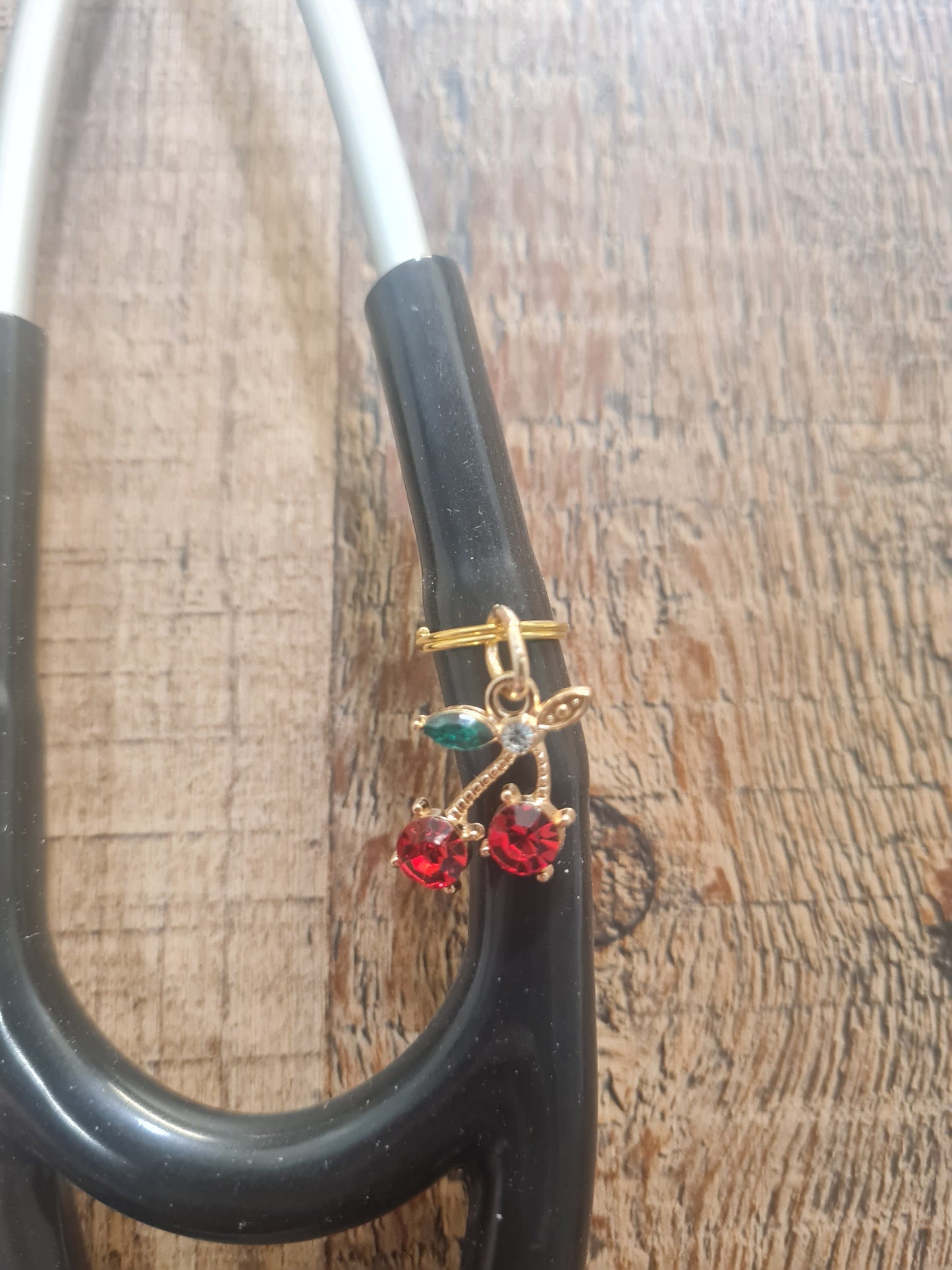 Cherry Charm ~ Stethoscope Charm ~ RN Charm ~ Medical Stethoscope Charm ~ Physician Charm ~ Stethoscope Tag ~ OT ~ PT ~ Cherries Charm