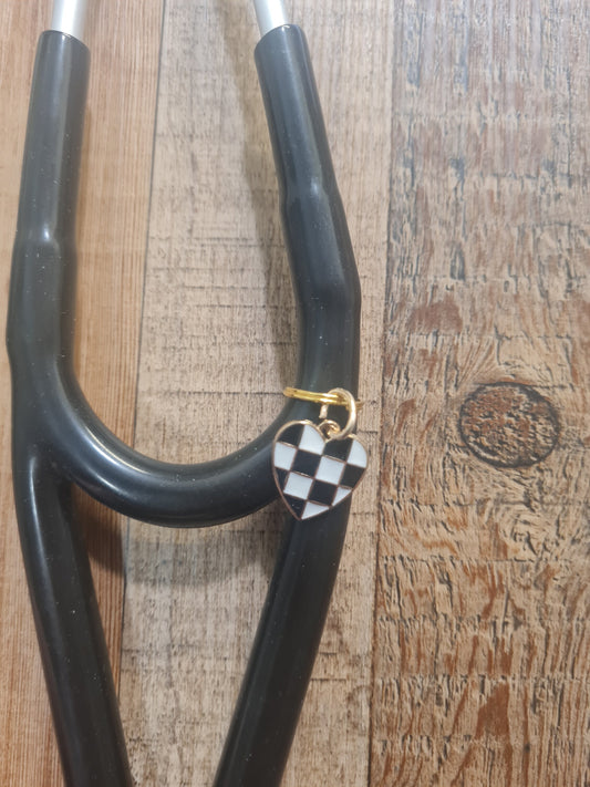 Checkered Flag Charm ~ Stethoscope Charm ~ RN Charm ~ Medical Stethoscope Charm ~ Physician Charm ~ Stethoscope Tag ~ OT ~ PT ~ Checked Flag
