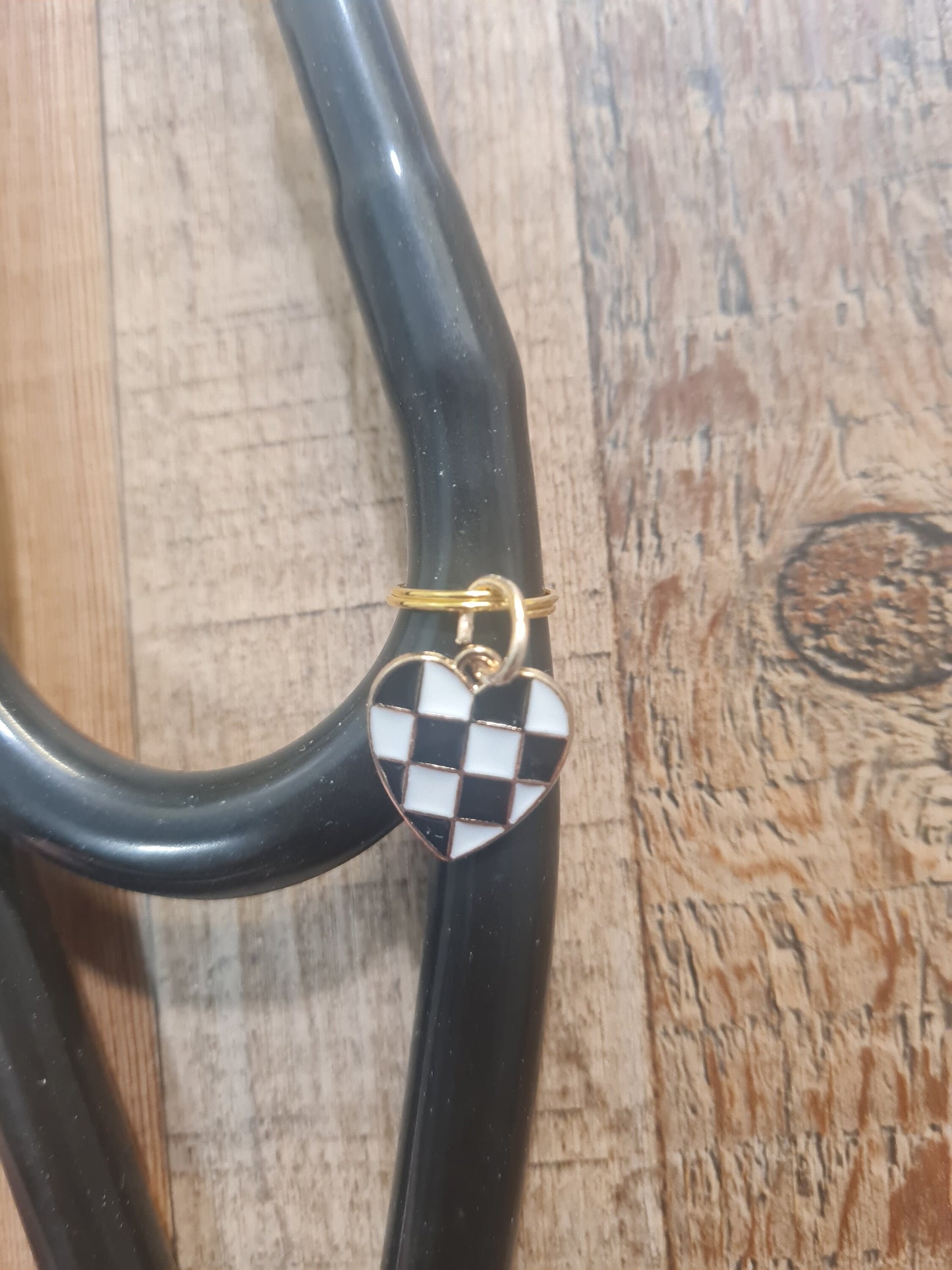 Checkered Flag Charm ~ Stethoscope Charm ~ RN Charm ~ Medical Stethoscope Charm ~ Physician Charm ~ Stethoscope Tag ~ OT ~ PT ~ Checked Flag