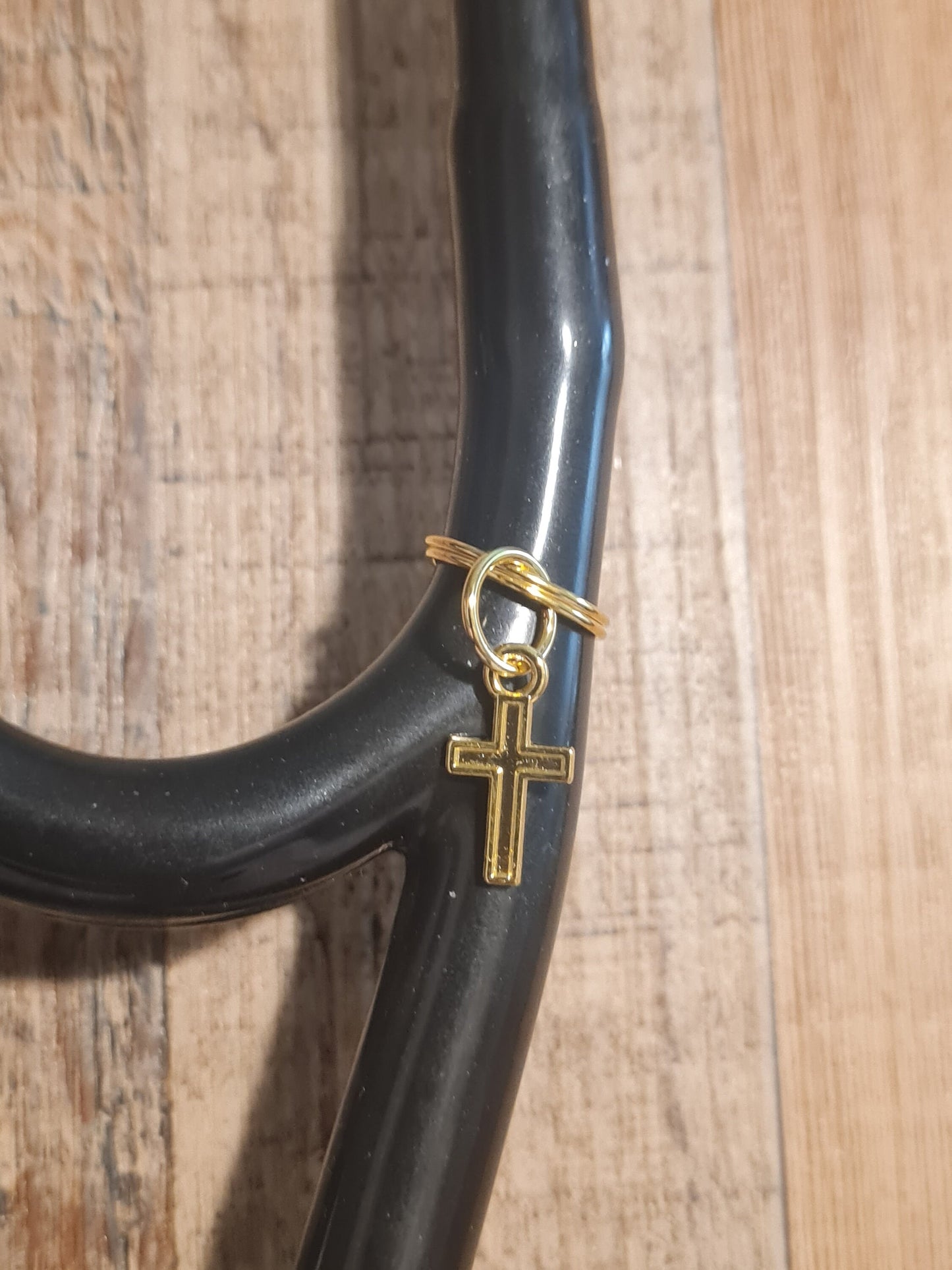 Gold Cross ~ Stethoscope Charm ~  RN Charm ~ Medical Stethoscope Charm ~ Christian Charm ~ Physician Charm ~ Stethoscope Tag ~ OT ~ RT