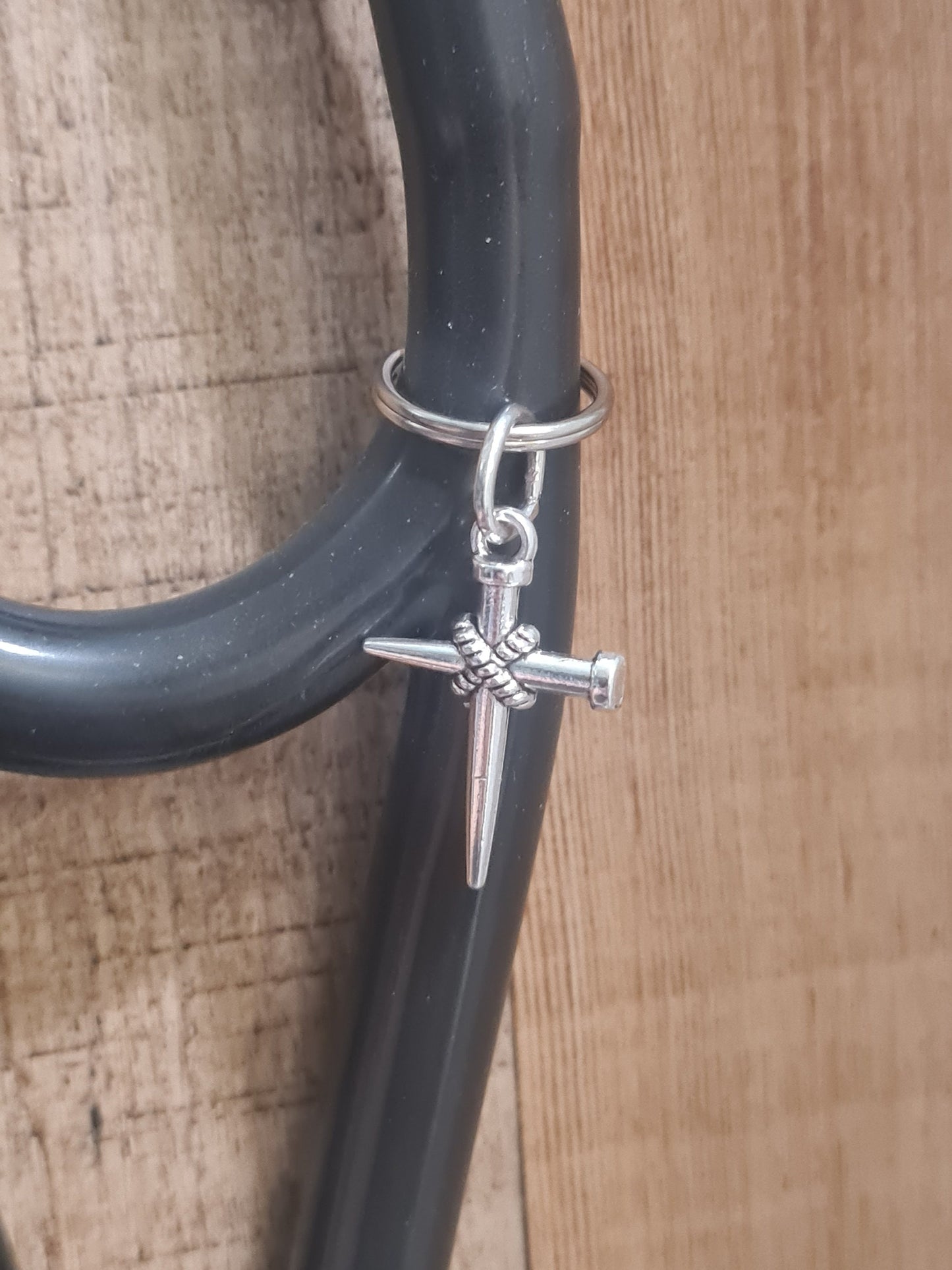 Cross with Nails ~ Stethoscope Charm ~  RN Charm ~ Medical Stethoscope Charm ~ Christian Charm ~ Physician Charm ~ Stethoscope Tag ~ OT ~ RT