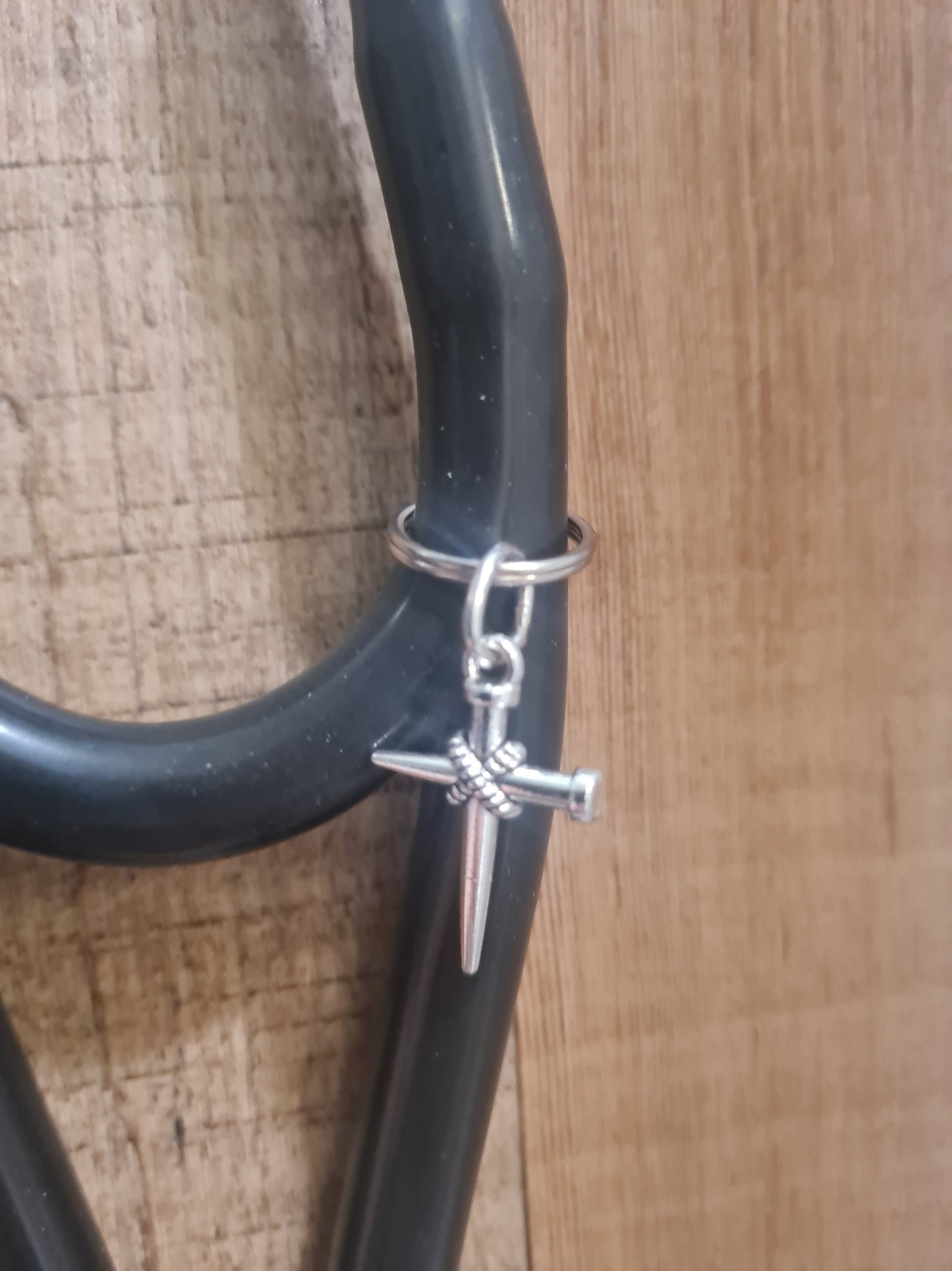 Cross with Nails ~ Stethoscope Charm ~  RN Charm ~ Medical Stethoscope Charm ~ Christian Charm ~ Physician Charm ~ Stethoscope Tag ~ OT ~ RT