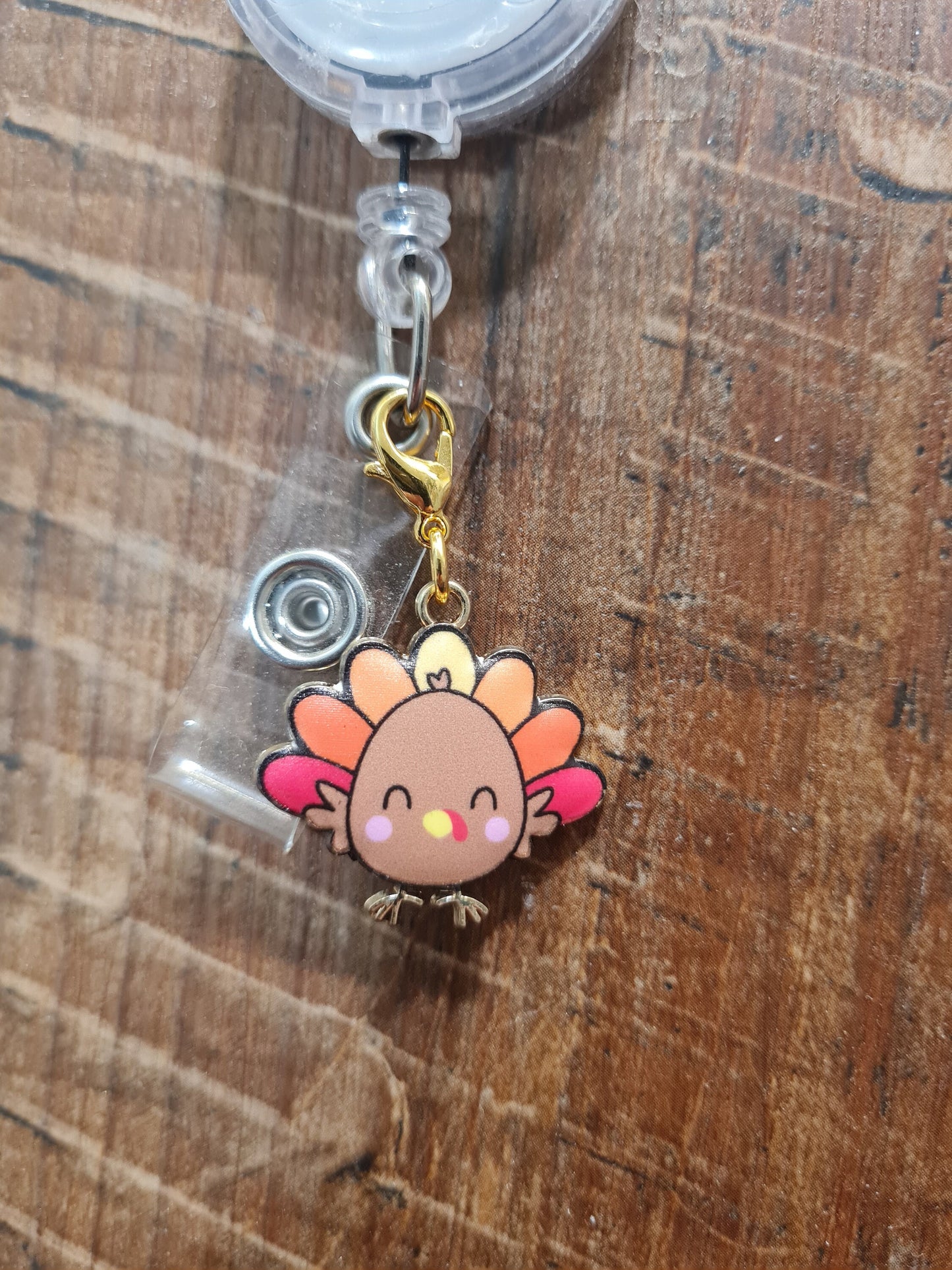 Thanksgiving Turkey ~ ID Badge Reel Charm ~ Custom Made Charms ~ Turkey ~ Badge Buddy ~ Badge Accessories