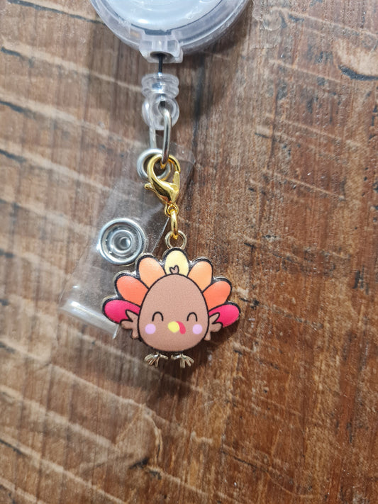 Thanksgiving Turkey ~ ID Badge Reel Charm ~ Custom Made Charms ~ Turkey ~ Badge Buddy ~ Badge Accessories