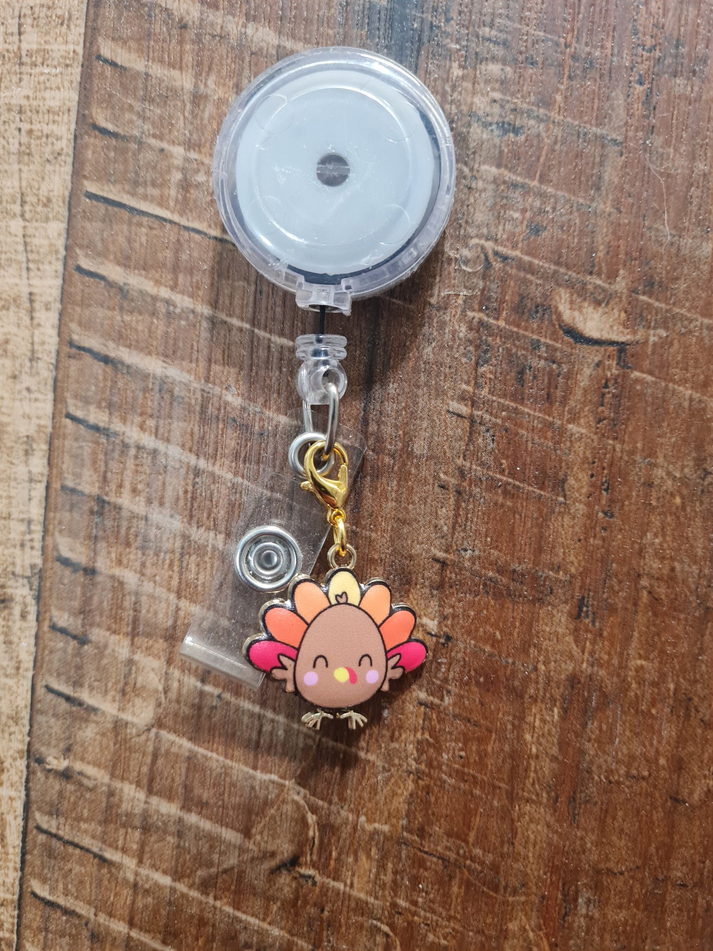 Thanksgiving Turkey ~ ID Badge Reel Charm ~ Custom Made Charms ~ Turkey ~ Badge Buddy ~ Badge Accessories