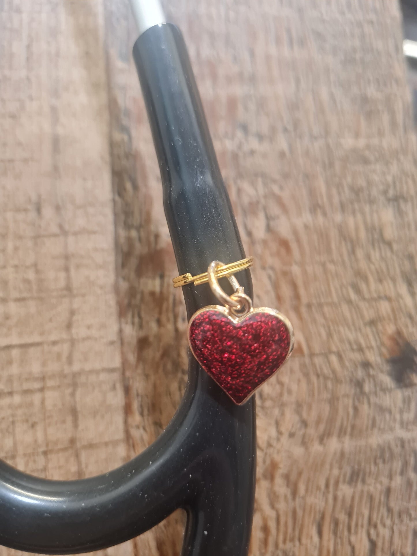 Glittery Heart ~ Stethoscope Charm ~ RN Charm ~ Medical Stethoscope Charm ~ Physician Charm ~ Stethoscope Tag ~ OT ~ PT ~ Heart Charm