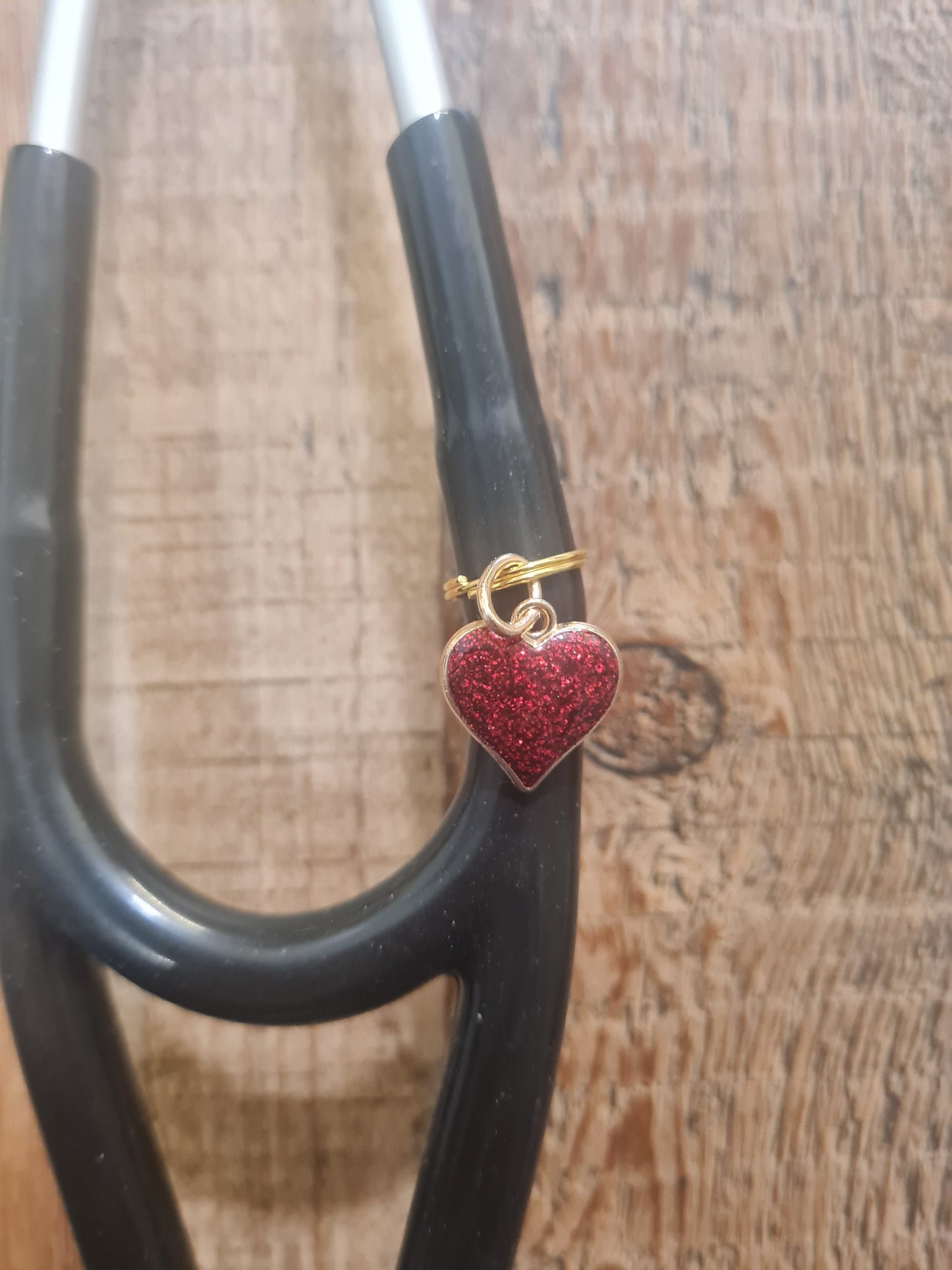 Glittery Heart ~ Stethoscope Charm ~ RN Charm ~ Medical Stethoscope Charm ~ Physician Charm ~ Stethoscope Tag ~ OT ~ PT ~ Heart Charm