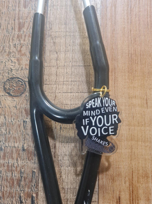 Speak Your Mind ~ Stethoscope Charm ~  RN Charm ~ Medical Stethoscope Charm ~ Physician Charm ~ Stethoscope Tag ~ OT ~ RT ~ Lace Collar