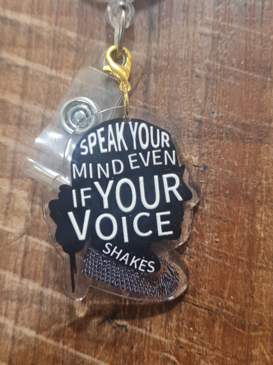 Speak Your Mind Charm ~ ID Badge Reel Charm ~ Custom Made Charms ~ Badge Buddy ~ Badge Accessories ~ RBG