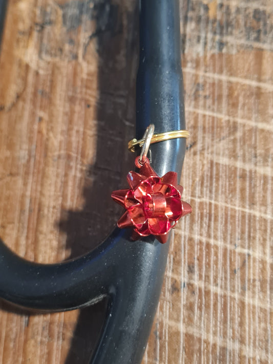 Christmas Bow Charm ~ Stethoscope Charm ~ RN Charm ~ Medical Stethoscope Charm ~ Physician Charm ~ Stethoscope Tag ~ OT ~ PT ~ Christmas