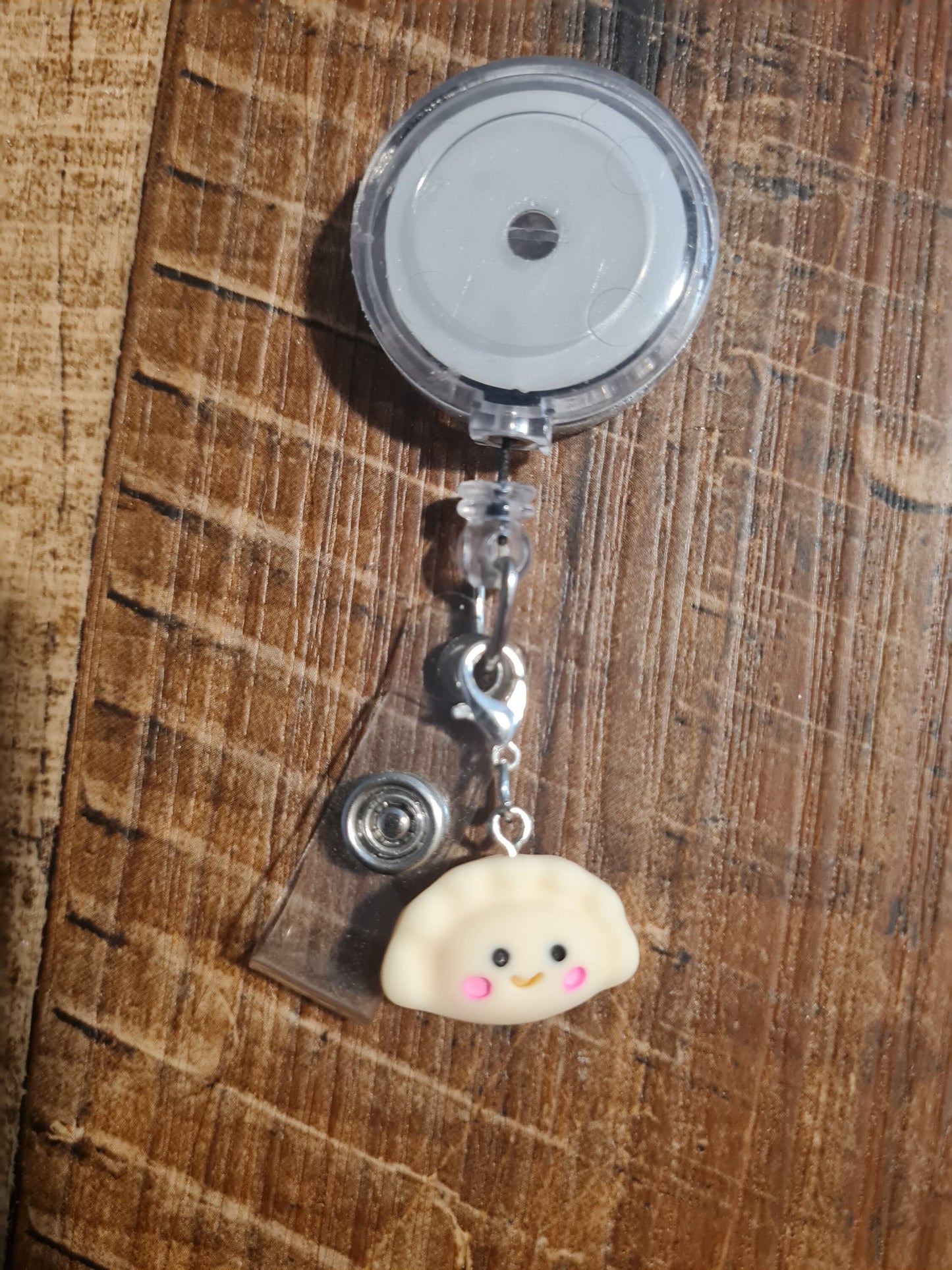 Dumpling ~ ID Badge Reel Charm ~ Dumplin' ~ Custom Made Charms ~ Badge Buddy ~ Badge Accessories ~ Chinese Food ~ Chinese Dumpling