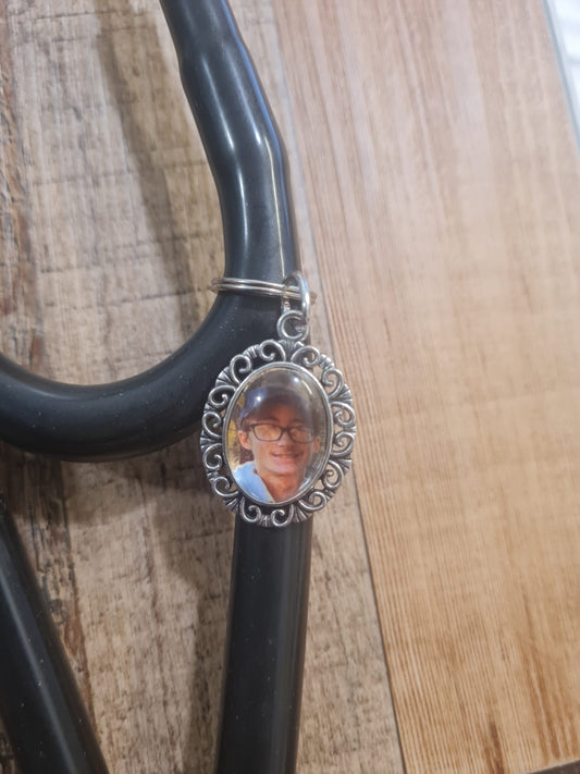 Photo Frame ~ Stethoscope Charm ~ RN Charm ~ Medical Stethoscope Charm ~ Physician Charm ~ Stethoscope Tag ~ OT ~ PT ~ Memorial Frame
