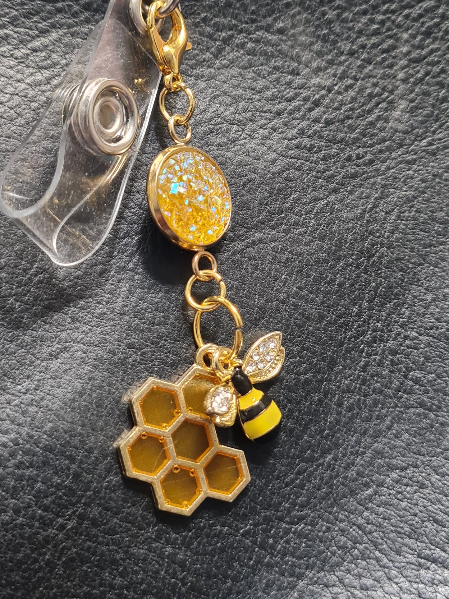 Honey Bee Charm ~ Sparkling Charm ~ ID Badge Reel Charm ~ Custom Made Charms ~ Badge Buddy ~ Badge Accessories ~ Honey Bee ~ Healthcare