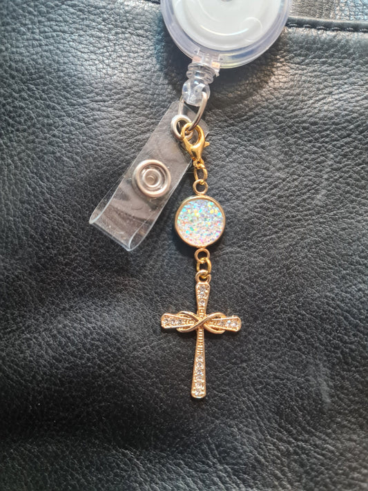 Sparkly Cross Charm ~ Sparkling Charm ~ ID Badge Reel Charm ~ Custom Made Charms ~ Badge Buddy ~ Badge Accessories ~ RN ~ PA ~ Physician