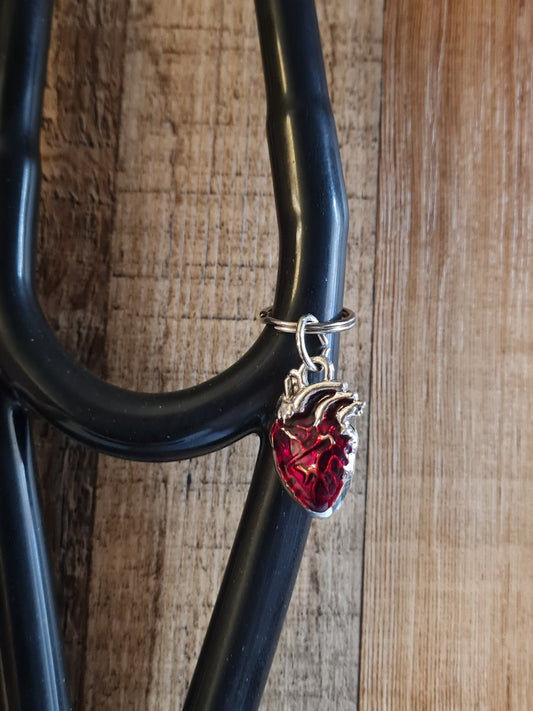 Anatomical Heart ~ Stethoscope Charm ~ RN Charm ~ Cardiologist Charm ~ Physician Charm ~ Stethoscope Tag ~ OT ~ PT ~ Cardiology ~ Medical