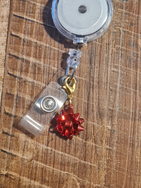 Christmas Bow ~ ID Badge Reel Charm ~ Custom Made Charms ~ Badge Buddy ~ Badge Accessories ~ Christmas Present ~ Bow Charm