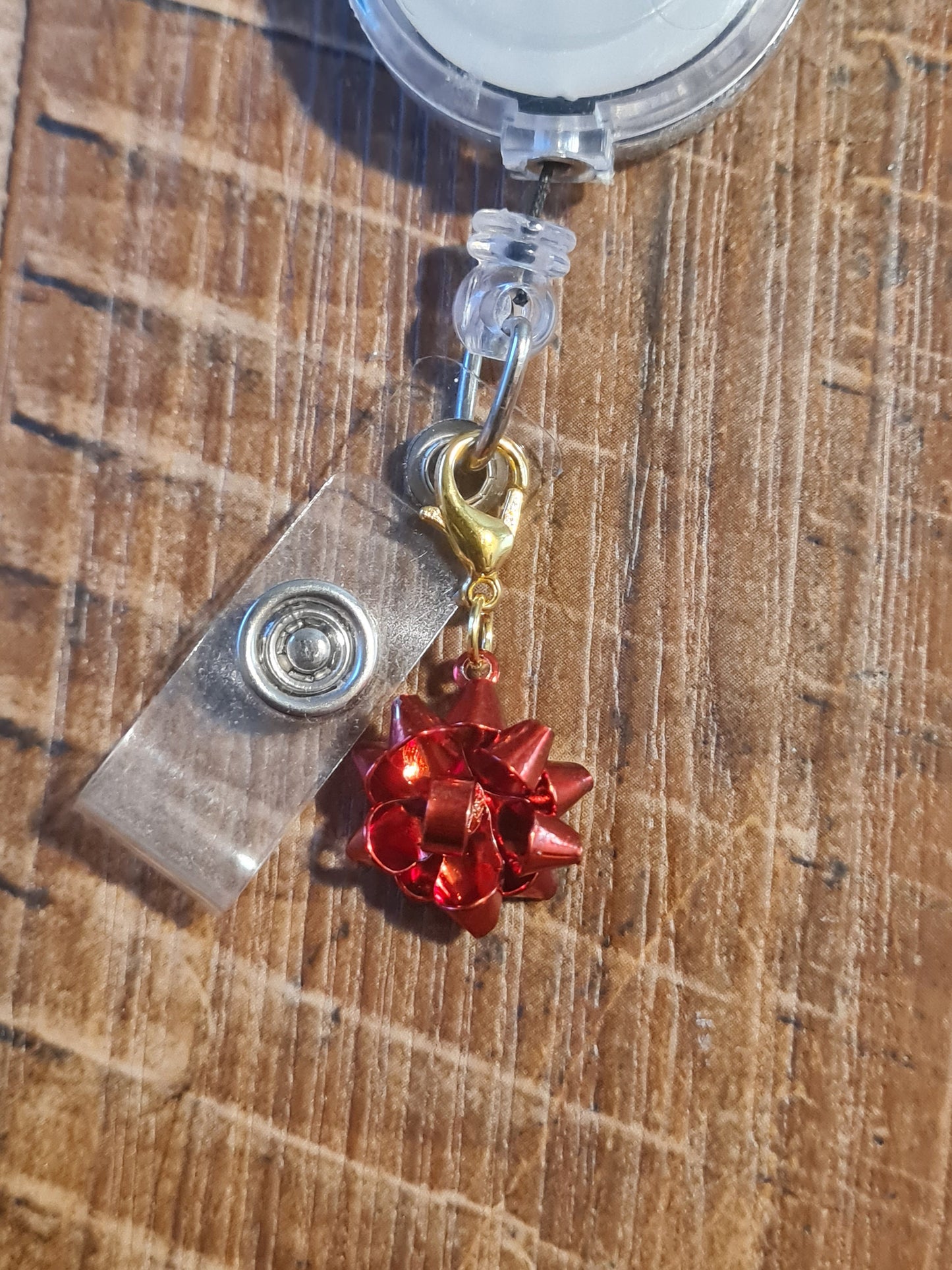 Christmas Bow ~ ID Badge Reel Charm ~ Custom Made Charms ~ Badge Buddy ~ Badge Accessories ~ Christmas Present ~ Bow Charm