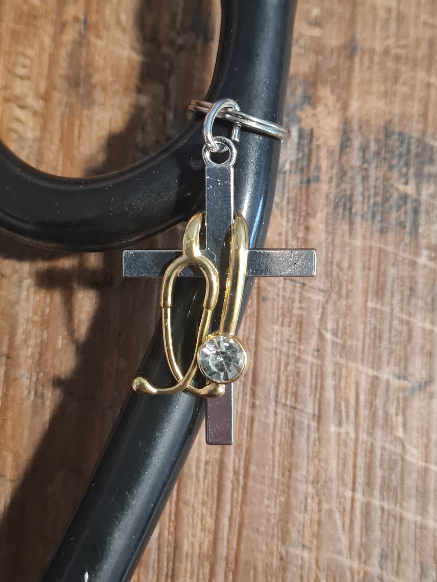 Cross ~ Stethoscope Charm ~  RN Charm ~ Medical Stethoscope Charm ~ Christian Charm ~ Physician Charm ~ Stethoscope Tag ~ OT ~ RT