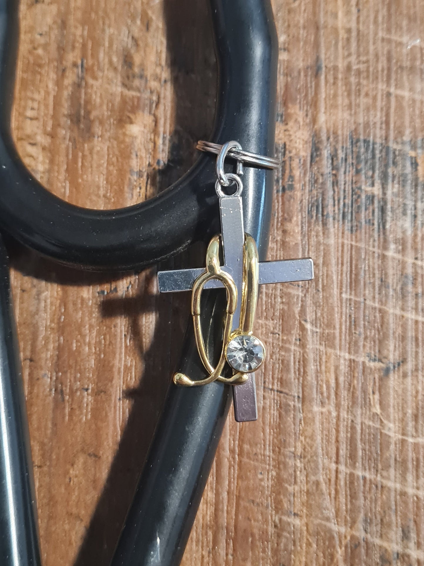 Cross ~ Stethoscope Charm ~  RN Charm ~ Medical Stethoscope Charm ~ Christian Charm ~ Physician Charm ~ Stethoscope Tag ~ OT ~ RT