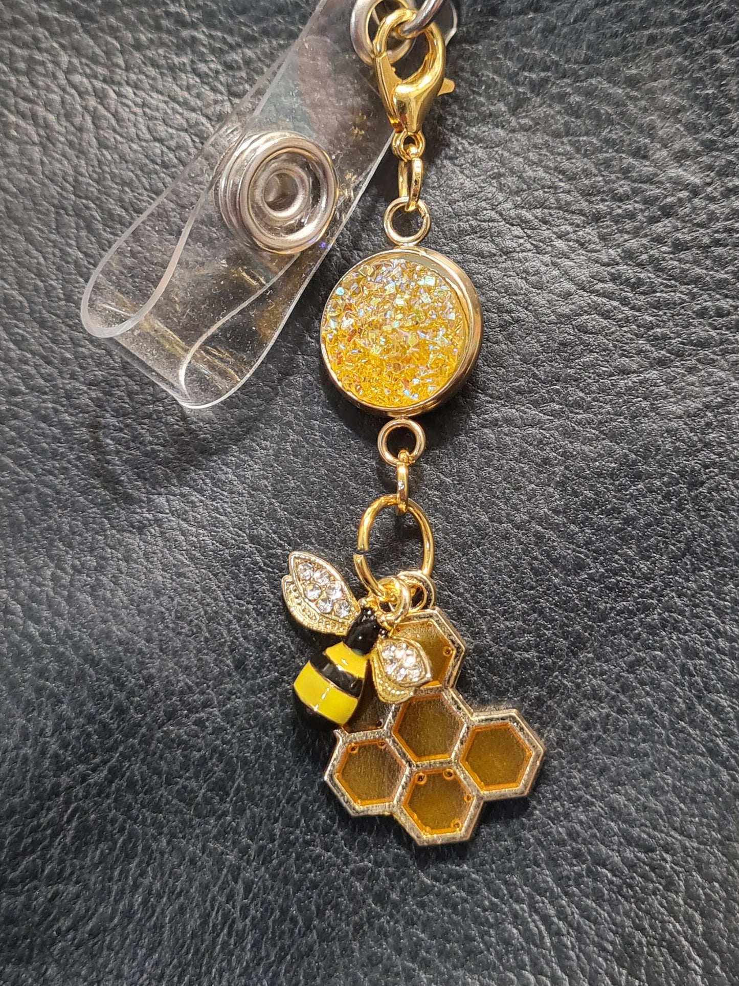 Honey Bee Charm ~ Sparkling Charm ~ ID Badge Reel Charm ~ Custom Made Charms ~ Badge Buddy ~ Badge Accessories ~ Honey Bee ~ Healthcare