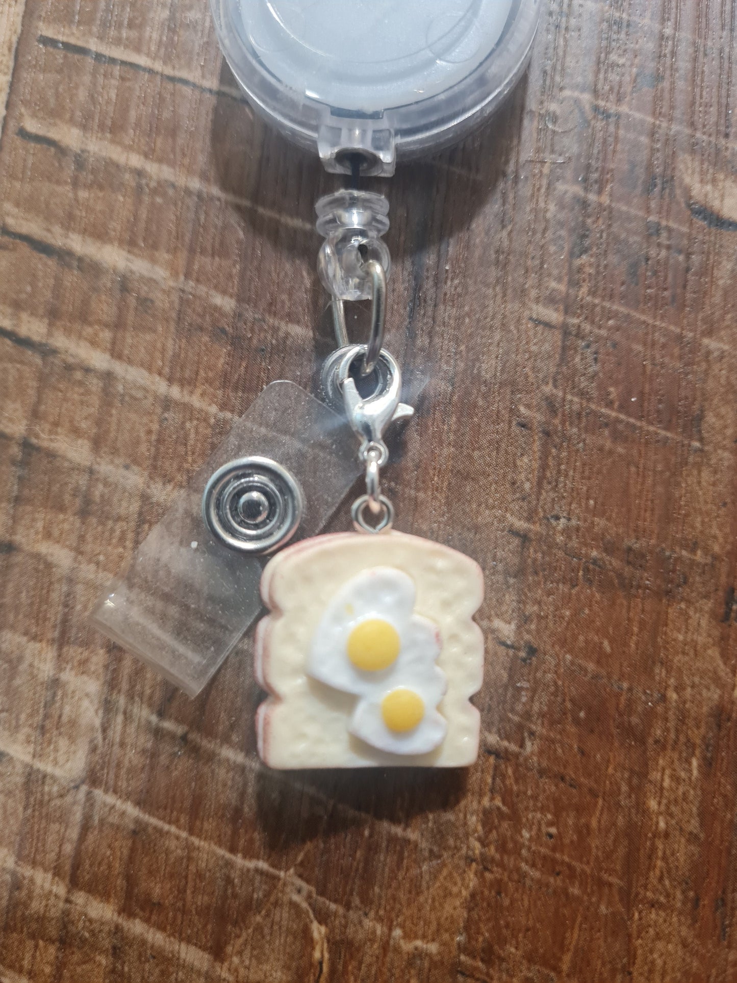 Egg Toast ~ ID Badge Reel Charm ~ Custom Made Charms ~ Badge Buddy ~ Badge Accessories ~ Badge Charm ~ Breakfast Charm ~ Egg Charm