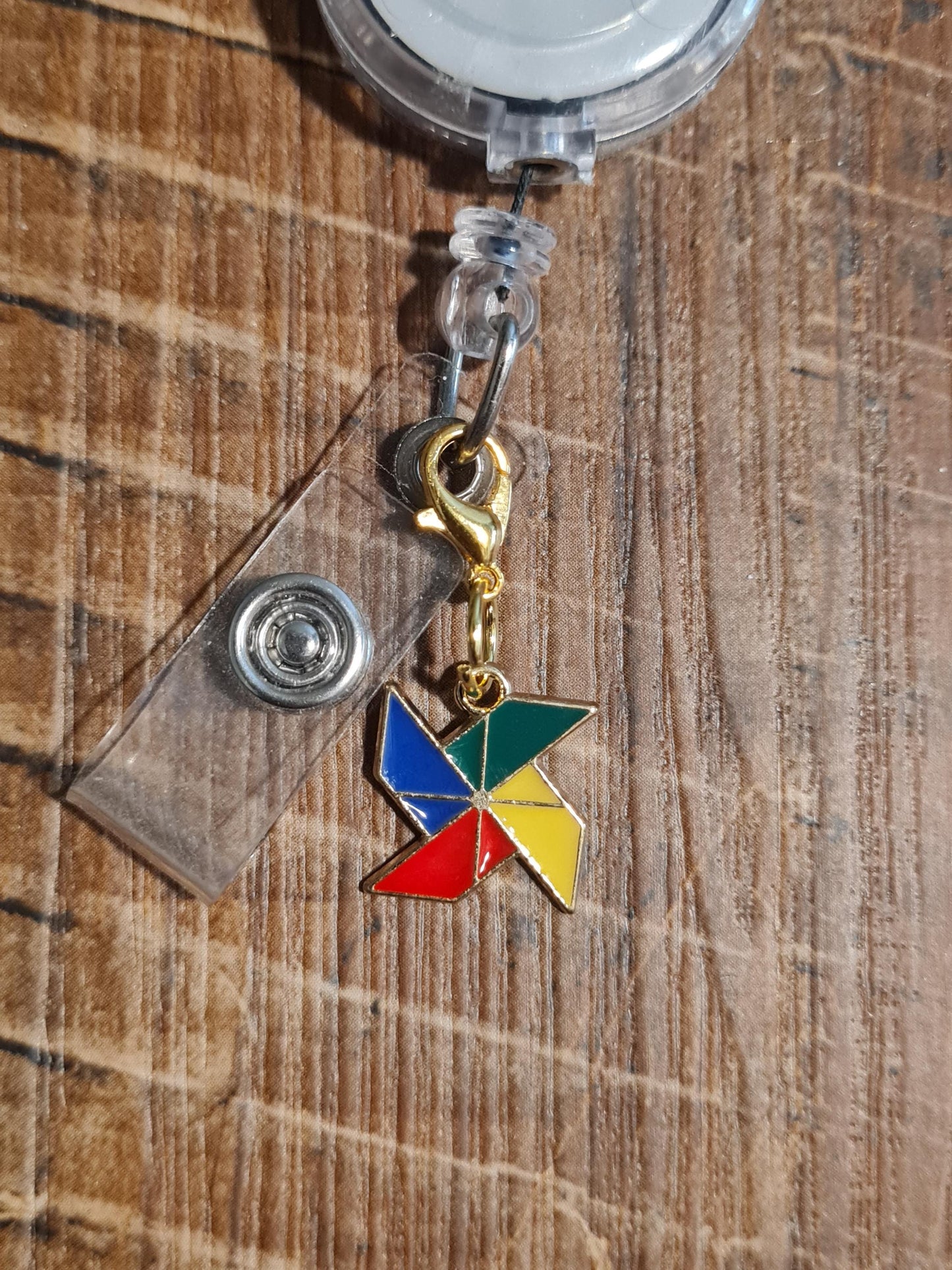 Pin Wheel ~ ID Badge Reel Charm ~ Custom Made Charms ~ Badge Buddy ~ Badge Accessories ~ ID Badge Charm