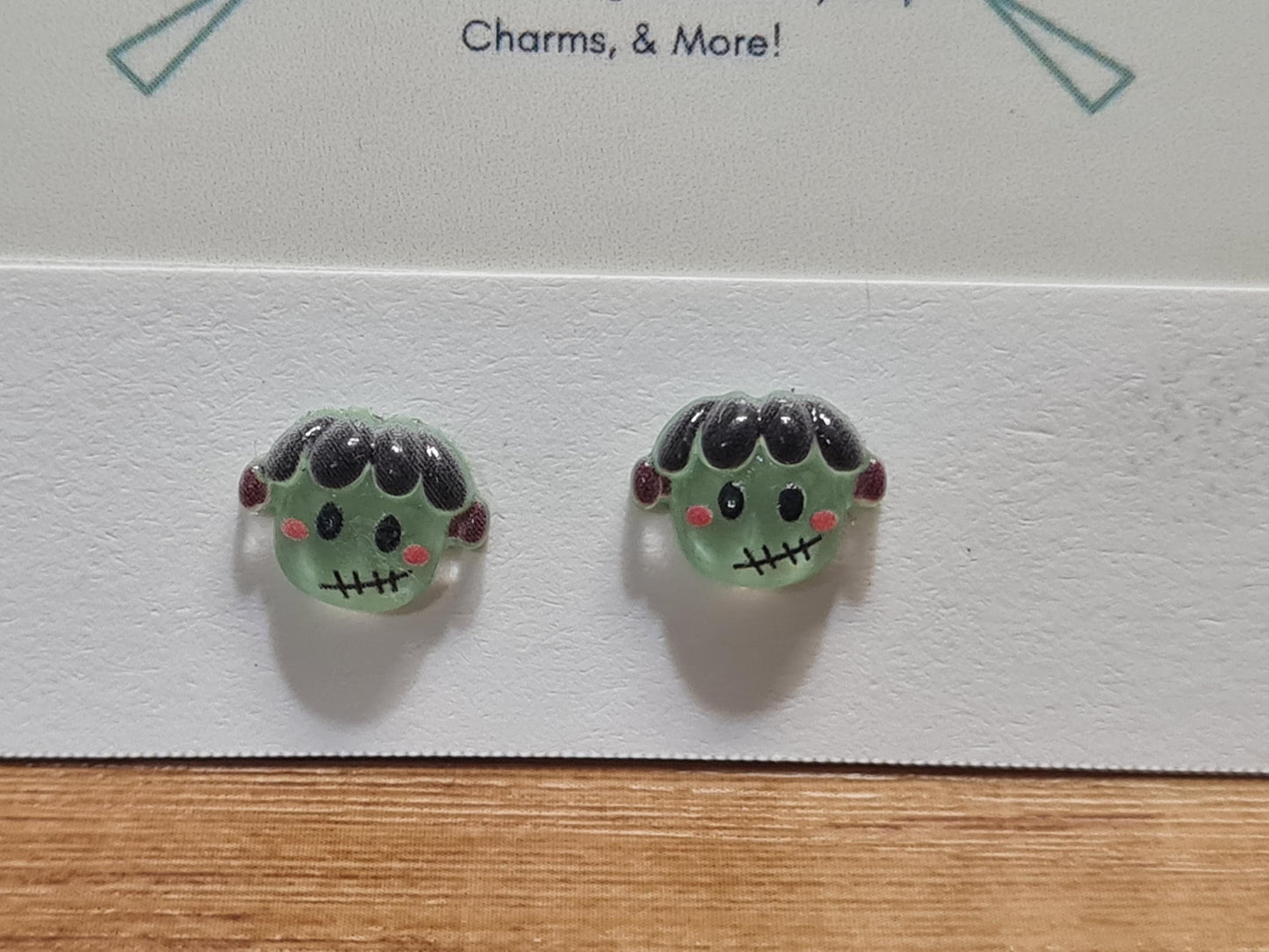 "The Modern Prometheus" Frankenstein Earrings - Spooky Gothic Monster Jewelry for Horror Fans - Handmade Halloween Statement Dangles in Neon Green and Bolt Style