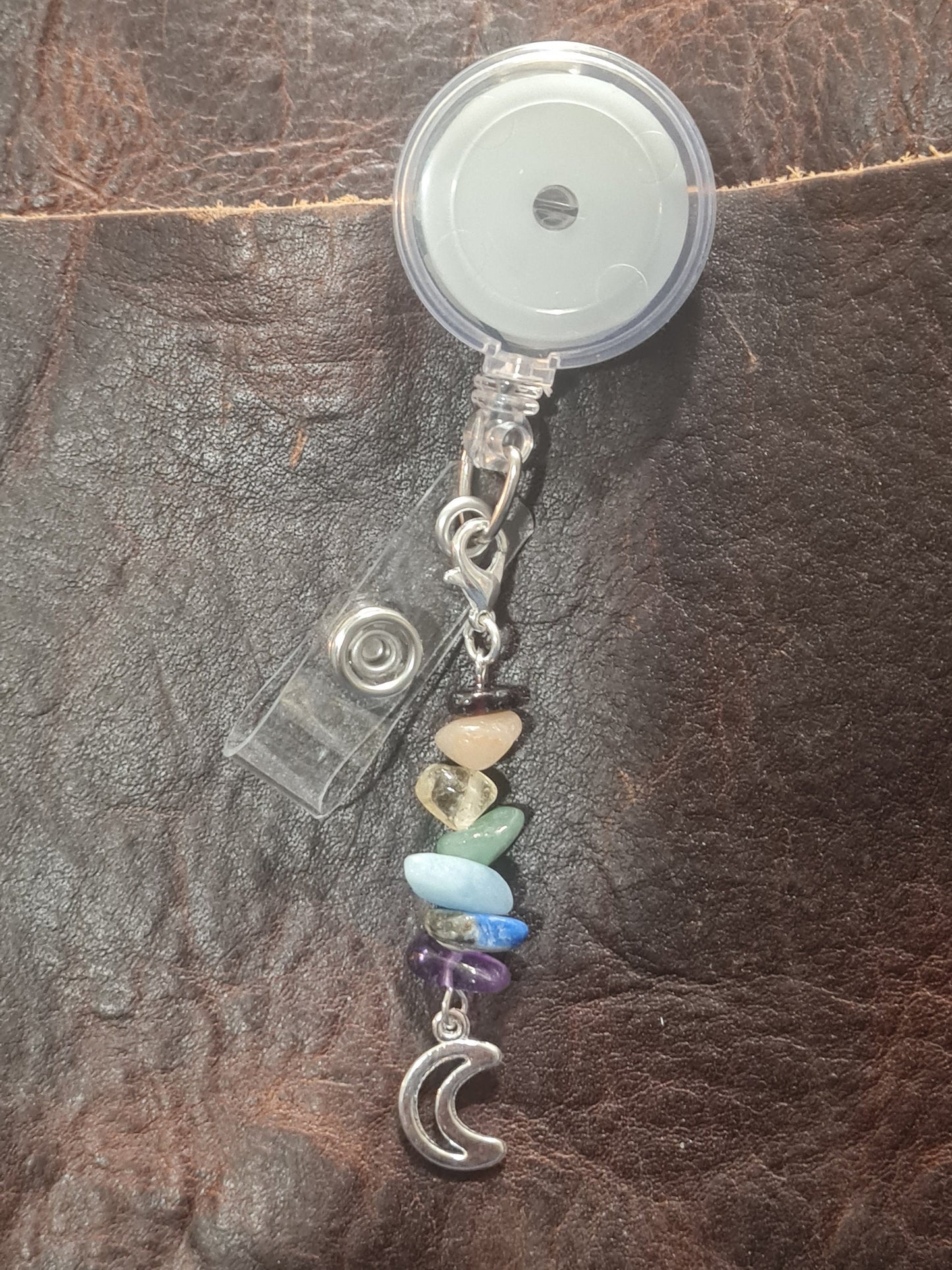 Chakra ~ ID Badge Reel Charm ~ Custom Made Charms ~ Badge Buddy ~ Badge Accessories ~ Natural Stone