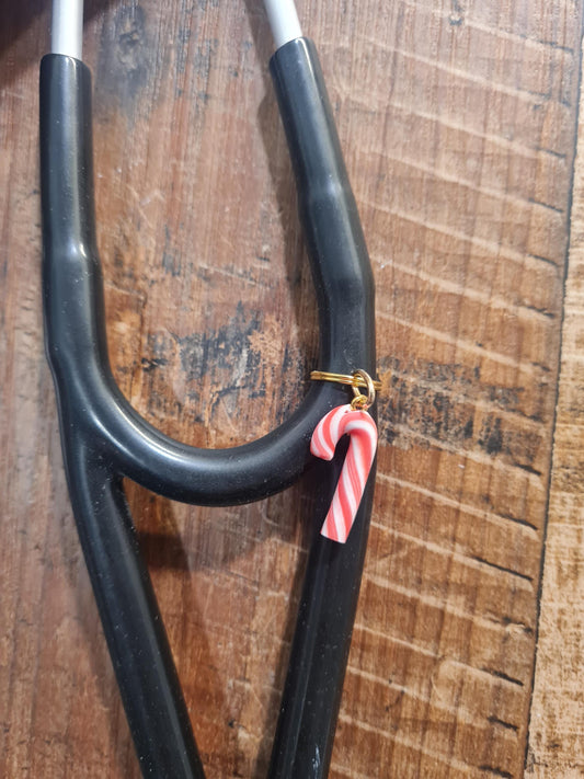 Candy Cane ~ Stethoscope Charm ~ RN Charm ~ Medical Stethoscope Charm ~ Physician Charm ~ Stethoscope Tag ~ OT ~ PT ~ Christmas Charm