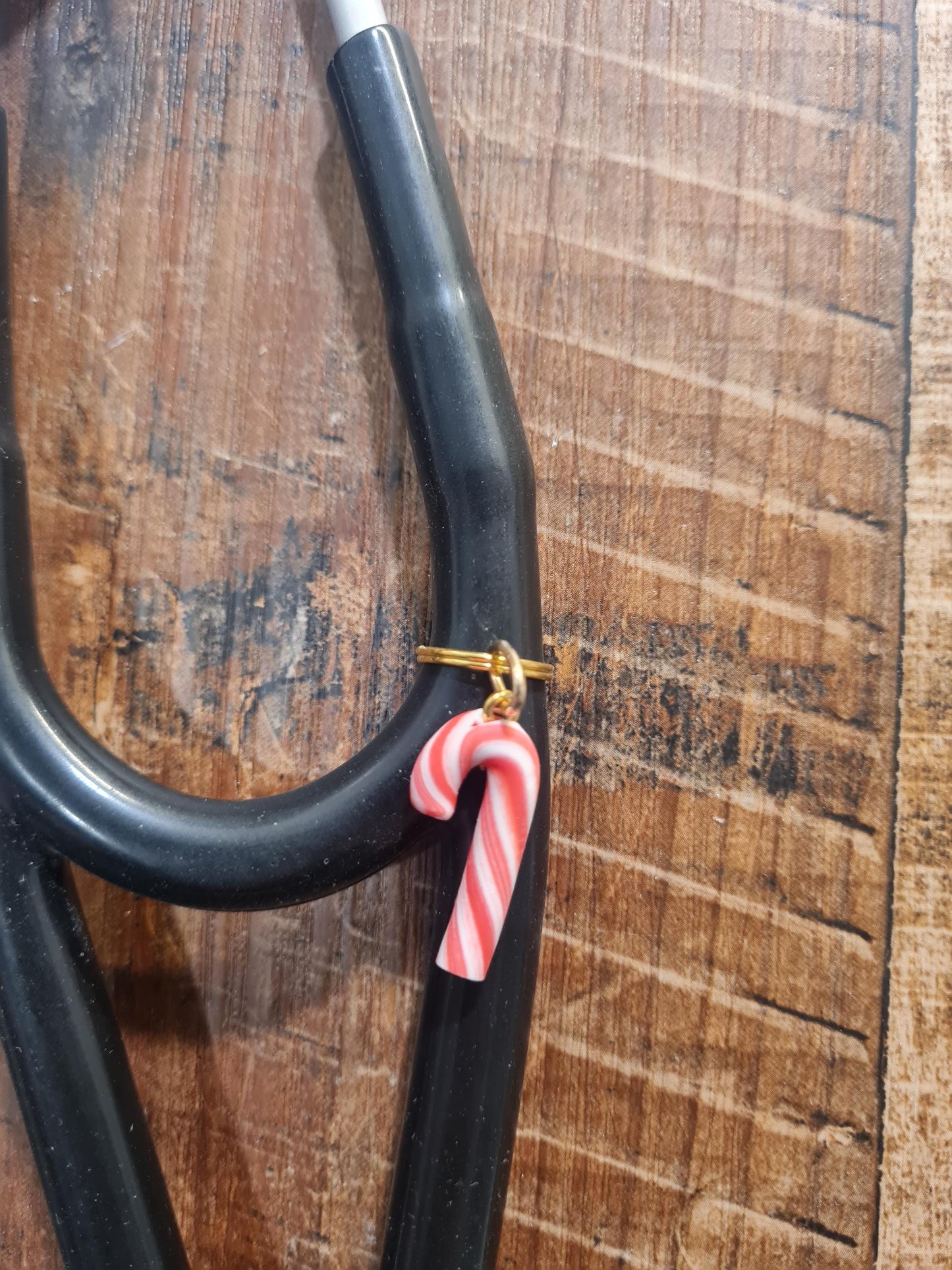 Candy Cane ~ Stethoscope Charm ~ RN Charm ~ Medical Stethoscope Charm ~ Physician Charm ~ Stethoscope Tag ~ OT ~ PT ~ Christmas Charm