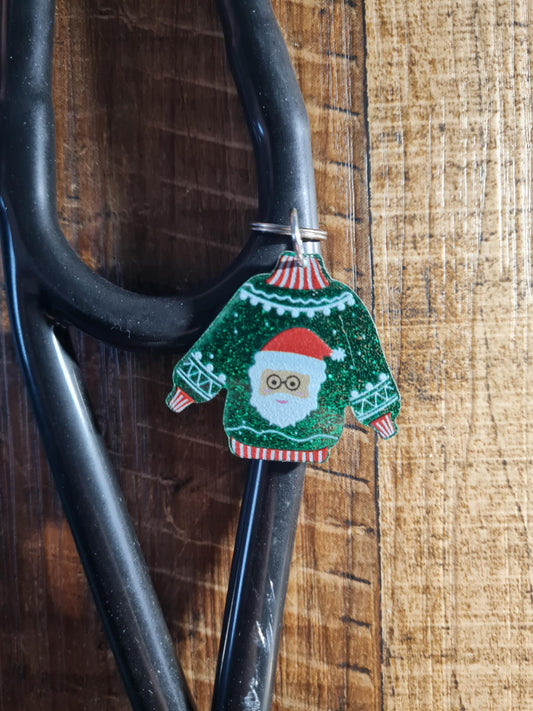 Ugly Christmas Sweater Stethoscope Charm ~ RN Charm ~ Medical Stethoscope Charm ~ Stethoscope Tag ~OT~ PT ~ Christmas Charm ~ Sweater Charm