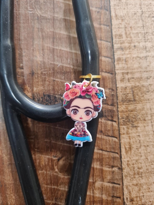 Mexican Lady with Unibrow ~ Stethoscope Charm ~ RN Charm ~ Medical Stethoscope Charm ~ Physician Charm ~ Stethoscope Tag ~ OT ~ PT~ Feminist