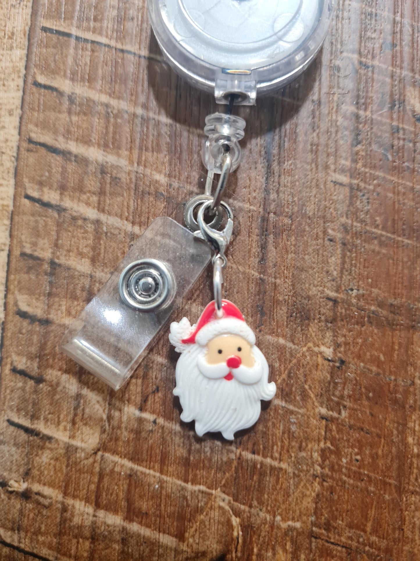 Santa Claus ~ ID Badge Reel Charm  ~ Work Badge Charm ~ Santa Charm ~ ID Badge Charm ~ Christmas Badge Charm ~ Secret Santa Gift
