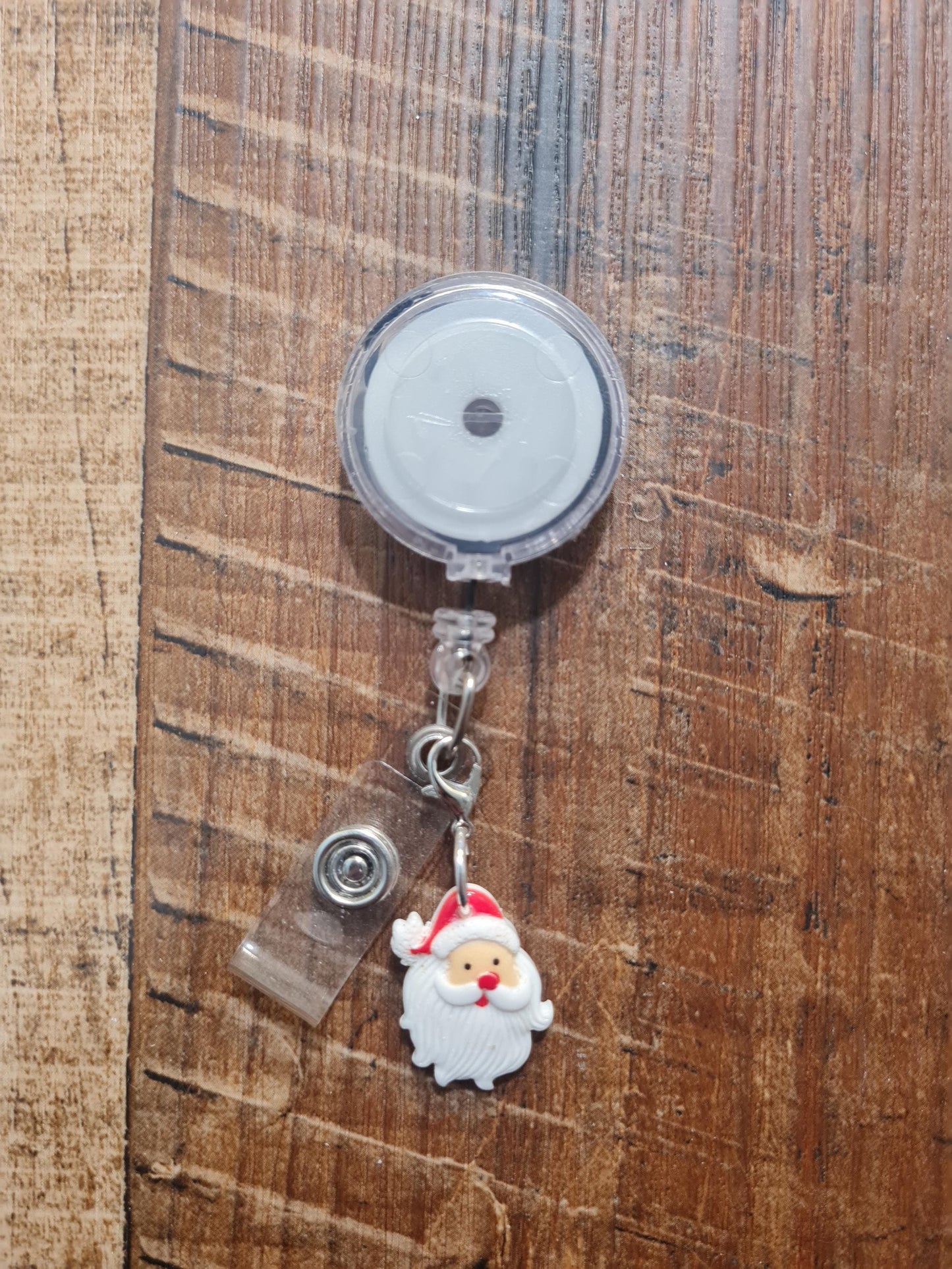 Santa Claus ~ ID Badge Reel Charm  ~ Work Badge Charm ~ Santa Charm ~ ID Badge Charm ~ Christmas Badge Charm ~ Secret Santa Gift
