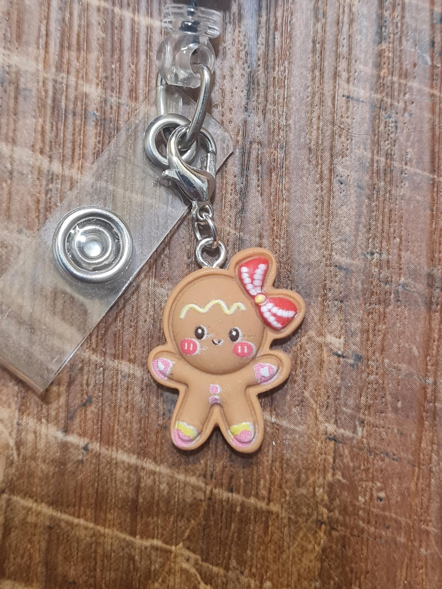 Christmas ID Badge Reel Charm  ~ Work Badge Charm ~ Badge Accessories ~ Christmas Gnome Charm ~ ID Badge Charm ~ Gingerbread ~ Santa