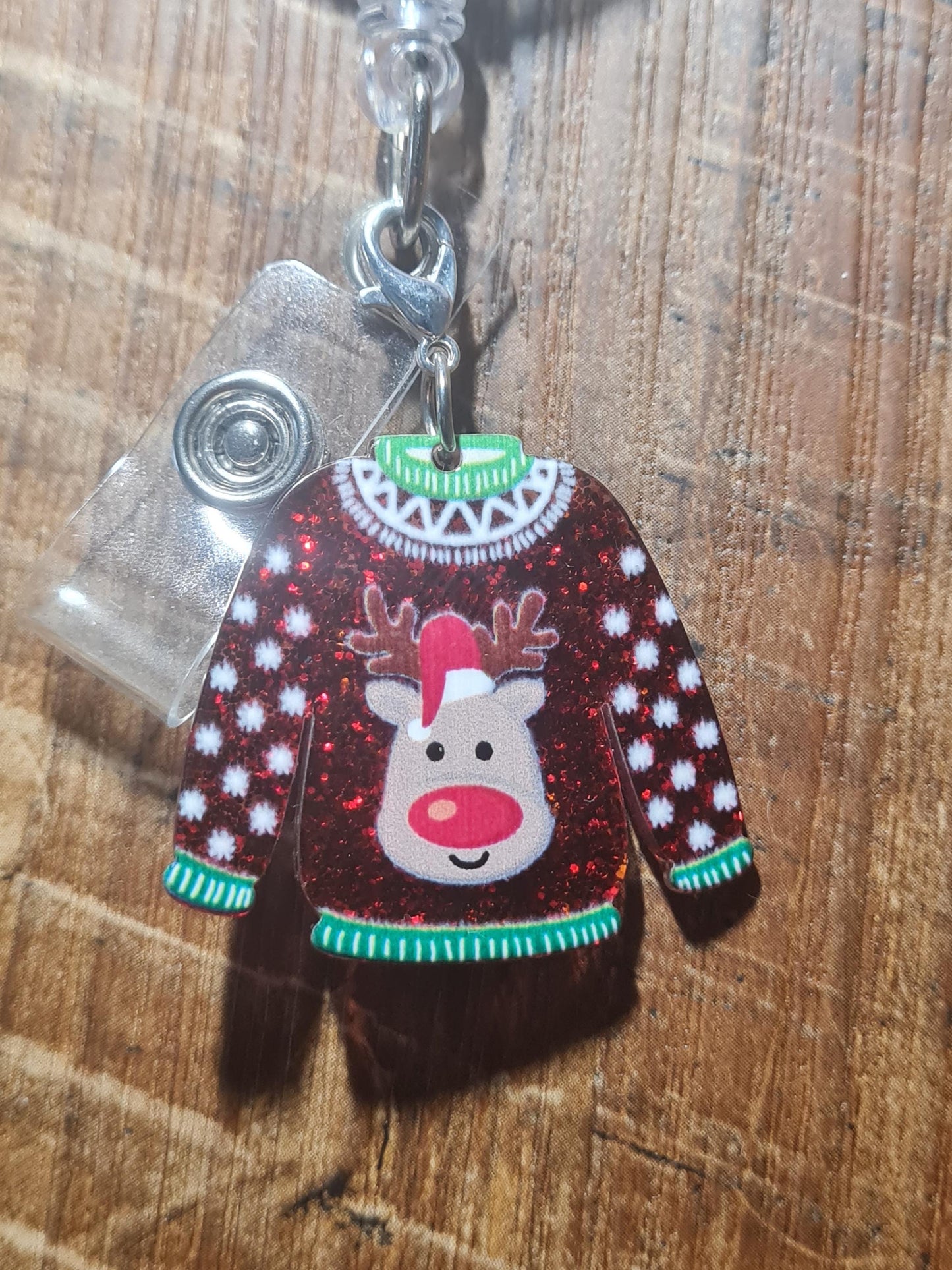 Ugly Christmas Sweater ID Badge Reel Charm  ~ Work Badge Charm ~ Badge Accessories ~ Christmas Sweater Charm ~ ID Badge Charm ~ Christmas