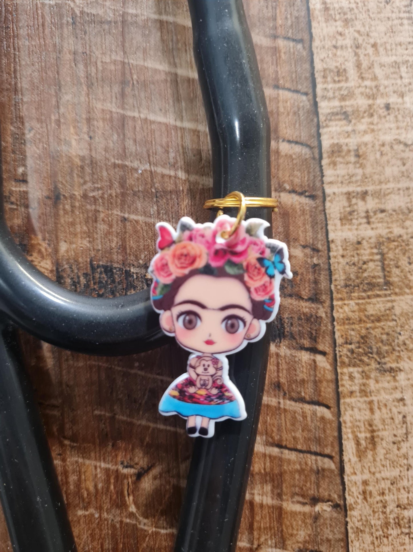 Mexican Lady with Unibrow ~ Stethoscope Charm ~ RN Charm ~ Medical Stethoscope Charm ~ Physician Charm ~ Stethoscope Tag ~ OT ~ PT~ Feminist