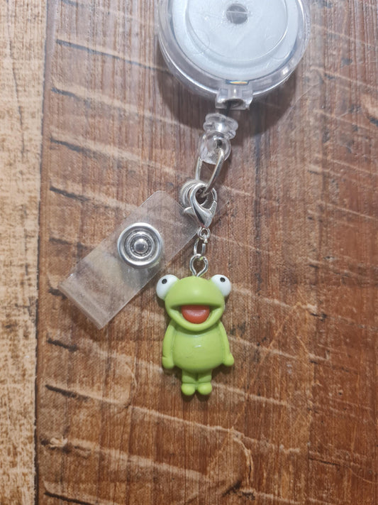 Frog ~ ID Badge Reel Charm ~ Custom Made Charms ~ Badge Buddy ~ Badge Accessories ~ Frog Cartoon ~ Work Badge Charm